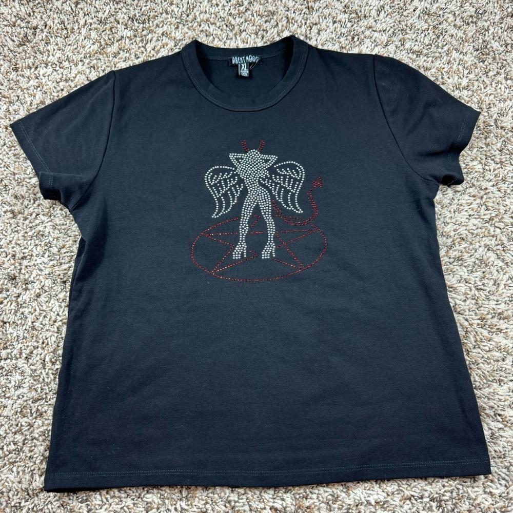 Current Mood PENTAGRAM BABE RHINESTONE T Shirt